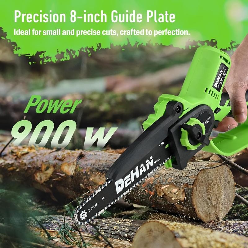 DehanTools Cordless Chainsaw 6/8/12 Inch, 1000W Brushless, Handheld Chain Saw