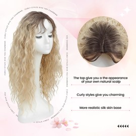 PANEWAY Curly Hair Toppers For Women with Thinning Hair Synthetic 6.5’’x6.5’’ Ladies Wiglets Full Coverage Topper Perfect for Daily, Holiday, Style