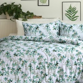 Bronwen Mathews Single Duvet Cover Sets - Soft Brushed Microfiber Printed Duvet Cover Sets, Lightweight Breathable Duvet Cover Single Size Bedding Set with Pillowcases (Water Leaves, Single)