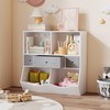 LALFPET 3-Tier Kids Bookshelf with 4 Cubby & 3 Removable