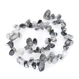 Adabele Necklace GZ6-23 Strands Natural Black Quartz Rutilated Healing Gemstone Free Shape Teardrop Shape 10-20mm Pendant Drop Beads (114cm Total) 3 Strands