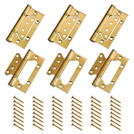 6 Packs Flush Hinges,4 Inch Ball Bearing Stainless Steel Door Mute Hinges for Internal Door, Kitchen Cabinets, Cupboard, Wardrobe (Golden)