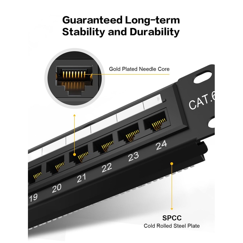 Enmane 24 Port Patch Panel CAT6 Keystone Patch Panel 1U