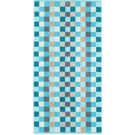 Cawö Home Hand Towels Unique Chequered 942 Turquoise - 44 Wash Mitts 16 x 22 cm