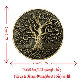 DT Men's Western Cowboy Celtic Tree Of Life Roots Branches Round Belt Buckle,Gift for Birthday,Christmas Day,Thanksgiving Day, 6, Large