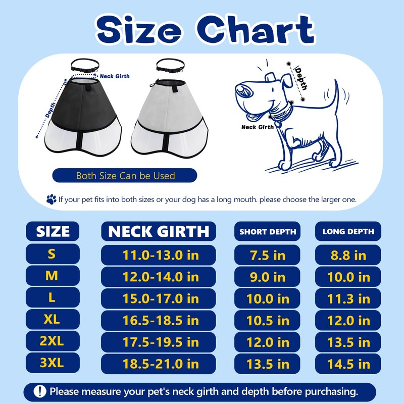 Supet Soft Comfortable Dog Cone Collar - Adjustable for Large,