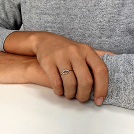 Silverly Women's .925 Sterling Silver Make A Wish Love Knot Thin Ring