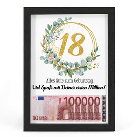 18th Birthday Money Gift, Funny Gift for 18th Birthday, Gifts for 18th Birthday Boy Girl Creative Money Gift Packaging, First Million Birthday Gift, Picture Frame DIN A4