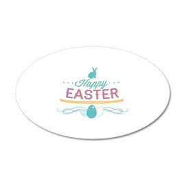 CafePress Happy Easter 38.5 X 24.5 Oval Wall Peel 35"x21" Oval Wall Decal, Vinyl Peel, Reusable Cling