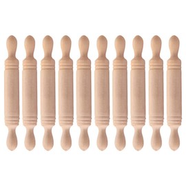 Alipis 10 Pcs Mini Rolling Pins, 2 Inches Wooden Rolling Pins for Crafts, Dollhoues Decorations Plasticine Roller Pins Photo Props Miniature Rolling Pins Model Toys for Kids Toddler