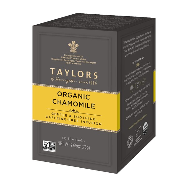 Taylors of Harrogate Organic Chamomile Herbal Tea, 50 Teabags (Pack of 6)