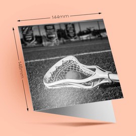 1 x Greeting Card BW - Lacrosse Stick Ball Player - Blank Birthday Celebration Anniversary #35343