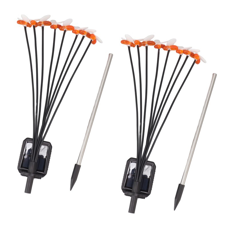 2Set Solar Bee Garden Lights IP65 Waterproof 8 LED Decorative