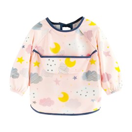 Baby Bib with Sleeves, Waterproof Baby Bib, Unisex Children's Bib, Baby Bib, Sleeve Bib, Baby Washable with Pocket, Bib with Long Sleeves for Toddlers from 6-36 Months, a