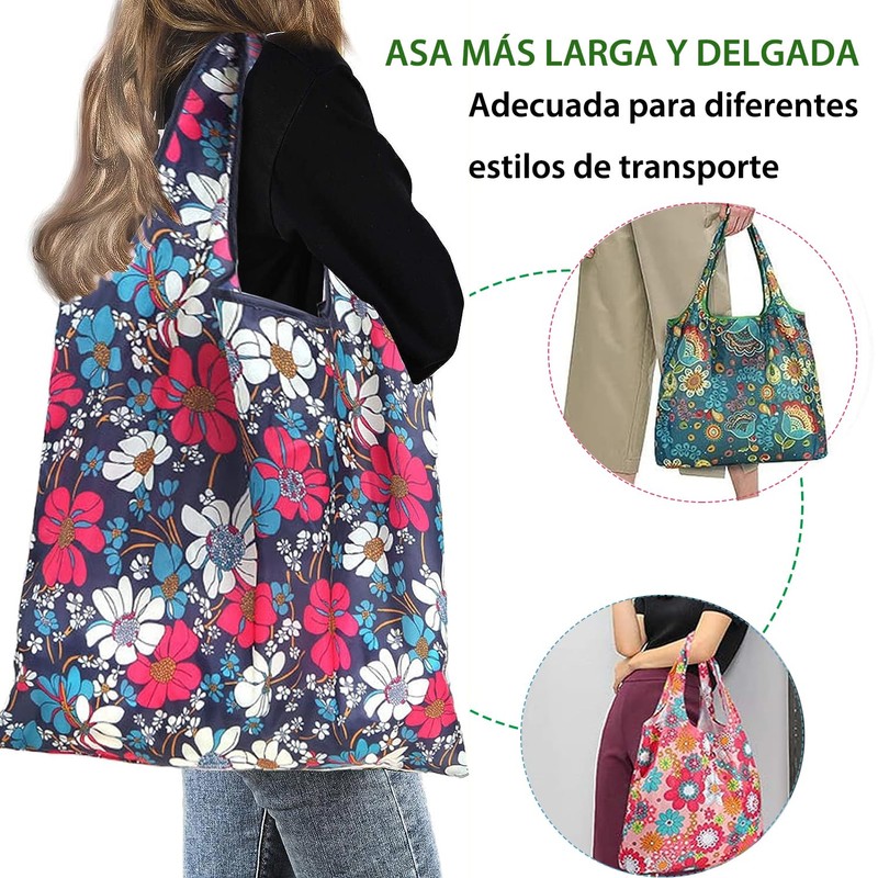 12 Piezas Bolsas Plegables Reutilizables, Bolsa Plegable de Poliéster de