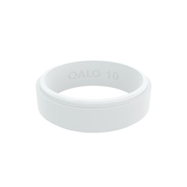 QALO Silicone Ring for Men & Women, White (Size 9) - Narrow Polished Step Edge - Male & Female Wedding Bands - Unisex Silicone Rings - Rubber Engagement Rings for Him & Her - 6.5mm x 2mm