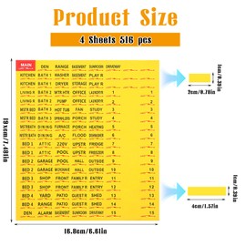 AOZUO 4 Sheets(516pcs) Circuit Breaker Labels, Electrical Panel Labels, Self-Adhesive Breaker Box Label Waterproof Fuse Box Stickers Fuse Panel Marker Sign for Home Office Electrical Panels(Yellow)
