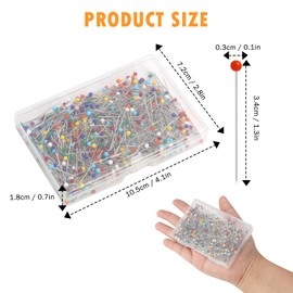 LEIBOCHAO Sewing Needles, 500 Pieces Multicolor Tailor Needles Glass Sewing Needles with Round Head Sewing Needles for Haberdashery, Quilting, Sewing and Crafts, Head Diameter 4mm and Needle Length