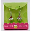 SWEET SOIREE Cupcake Enamel Rhinestone Hook Earrings, Silver Tone, NIB