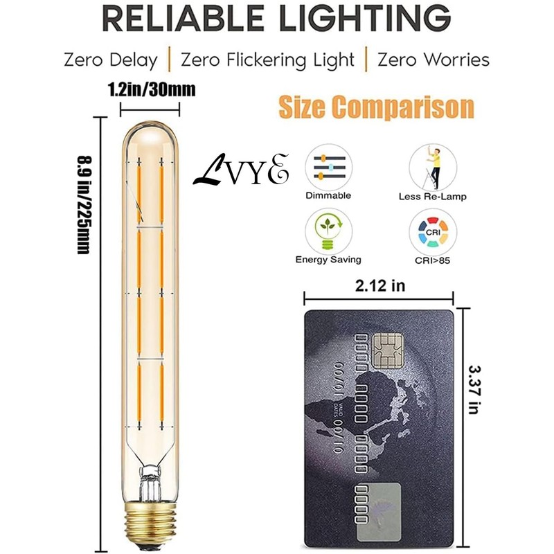 LVYE Dimmable Led Tubular Bulb,8.9inch Long Tube Edison Light Bulbs