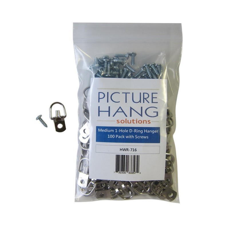 D Ring Picture Hangers with Screws - 100 Pack -