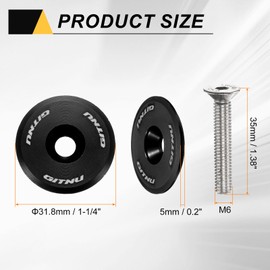 sourcing map 1 1/4" OD Bike Headset Stem Top Cap Aluminum Alloy Cycling Headset Cover Stem with M6 Bolt for MTB Road Mountain Bicycle, Black