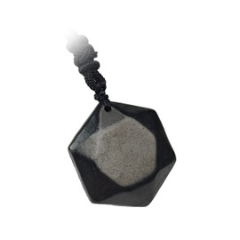LWQCHW Shungite Crystal jewelry with rope natural hexagon black shungite crystal pendants
