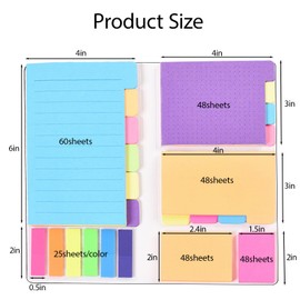 Sticky Note Memo Notes Pads for Work Teachers Students Stationary Supplies Index Labels Colourful Bookmark with PET