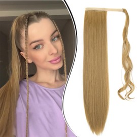 Dcbaboo Ponytail Extension, Ponytail Hairpiece, Braid Extensions, Straight, Long, 60 cm, Wrapped Ponytail Hair Extension, Clip-In Synthetic, Fake Braid Extension, Straight Hair Extension, Dark Blonde
