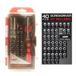 BIRCHWOOD CASEY Pro Screwdriver Kit | Durable Versatile Gunsmithing Wrench 40 Piece Set | Case Included