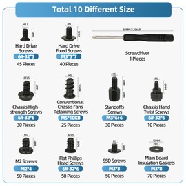 400PCS Computer Screws Assortment Kit with Screwdriver Motherboard Standoffs Screws for Universal Motherboard, HDD, SSD, Hard Drive,Fan, Power Supply, Graphics, PC Case, DIY Installation and Repair