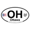 US Decal, Inc. Ottawa, Ohio Oval Sticker with State Flag