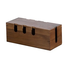 Large Cable Management Box, Wooden Cord Hider Desk Organizer, Power Strip and Cord Hider Box, Surge Protector Floor Cable Organizer, for Desktop Home Office Kitchen