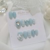 Mint Lovely Hound Check Handmade Nail Tips - Short Ballet