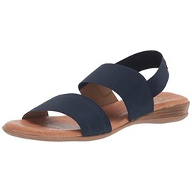 André Assous Sandalias planas para mujer, Azul/Patchwork, 5 US