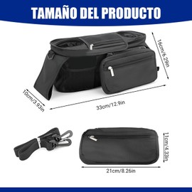 Organizador De Cochecito, Organizador universal del cochecitocon el sostenedor aislado de la taza-bolso desmontable del teléfono y correa de hombro, Se Adapta a La Mayoría De Cochecitos (negro)
