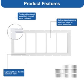 NeatiEase 2 Pack Shed Windows 10"x29", Transom Window Fixed Design with Tempered Glass for Playhouses, Sheds, Garage and Chicken Coops (White)
