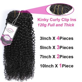 Urbeauty Kinky Curly Clip In Hair Extensions for Black Women, 22 Inch Curly Hair Extensions Clip in Human Hair, Kinky Curly Hair Clip Ins for Women Short Curly African American Remy Clip ins