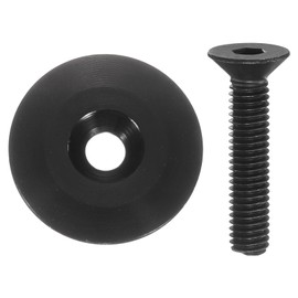 sourcing map 1 1/4" OD Bicycle Headset Stem Top Cap Aluminum Alloy Cycling Headset Cover Stem with M6 Bolt for MTB Bike, Black