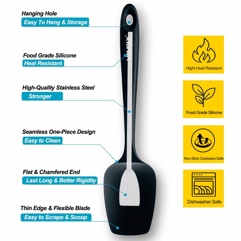 Silicone Spatula Set, Heat Resistant Rubber Spoon Spatula with Seamless