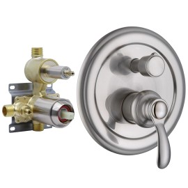 2-Way Brushed Gold Shower Diverter Valve Trim Kit Solid Brass Pressure Balancing Hidden 2 Outlet Bath Shower FaucetsColor: Brushed nickel, Bath & Shower Faucet Type: Wall mounted shower valve
