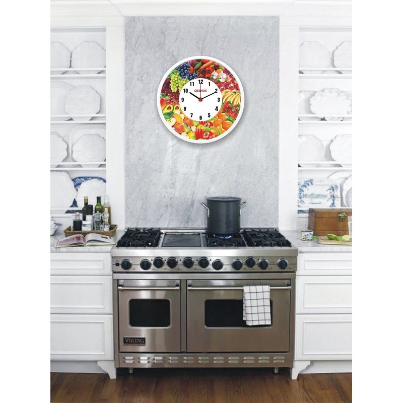 Qesnox Kitchen Clock, Kitchen Wall Clock Sweep Silent Non Ticking