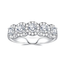 JIEKAYUAN Moissanite Wedding Band for Women 1.3CTTW D Color VVS1 Moissanites Engagement Ring 18K White Gold Plated S925 Sterling Silver Promise Eternity Rings for Women Wife Men (7)