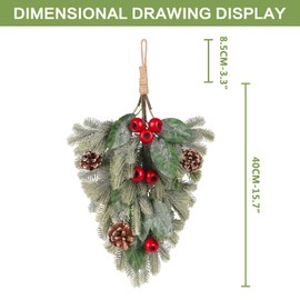 RoseCraft Christmas Decorations, Artificial Berry Front Door Fireplace Christmas Wreaths Hanging Decorations, for Home Holiday Wall Party Xmas Decor.