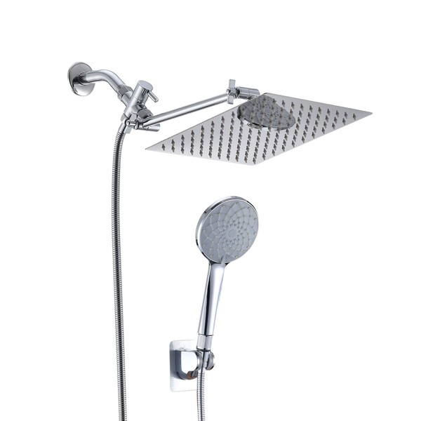 Chrome Shower Head, 10 Inch Rainfall Shower Head with Handheld
