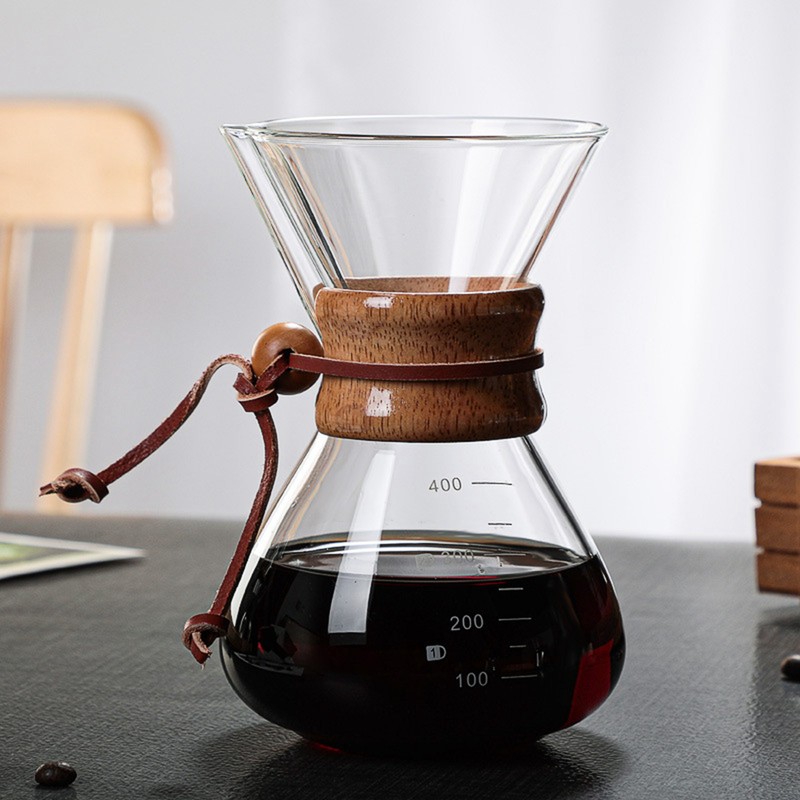 Pour Over Coffee Maker 400ml Double Layer Filter V Spout