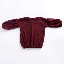 GRNSHTS Baby Girls Loose Long Lantern Sleeve Knit Sweater (A Wine, 3-4 Years)