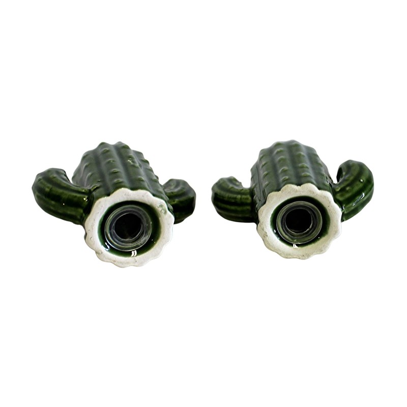 Hand-Painted Ceramic Cactus Salt and Pepper Set - Kitchen Dining
