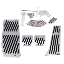 EVGATSAUTO Set of 4 Car Foot Pedal Pads for 1 3 5 7 X1 Series E30 E32 E34 E36 E38 E39 E46 E87 E90 E91 E92, Aluminium Pedal Pad for Clutch Brake Footrest, Manual Transmission Accessories