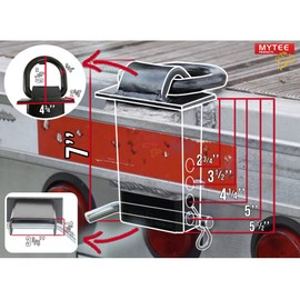 Mytee Products Heavy Duty Adjustable Trailer Stake Pocket D Ring 5400 Lbs Load Limit - 6 Pack
